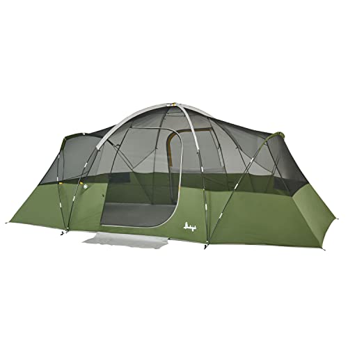 Aspen Grove 8 Person Hybrid Dome Family Camping Tent with 2 Rooms