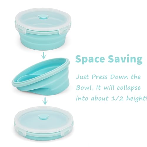 4pcs Silicone Collapsible Food Storage Containers-Prep/Storage Bowls w/ Lids