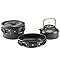 Camping Cooking Set Cookware Mess Kit w/ Storage Bag Pot Pan & Teapot Set