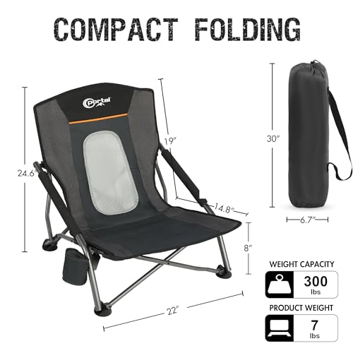 Beach Chairs for Adults,Camping Low Lightweight Portable Chair w/ Cup Holder
