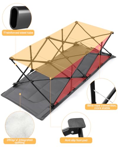 Camping Cots for Adults,Sleeping Cot with Cushion Max Load 450 LBS
