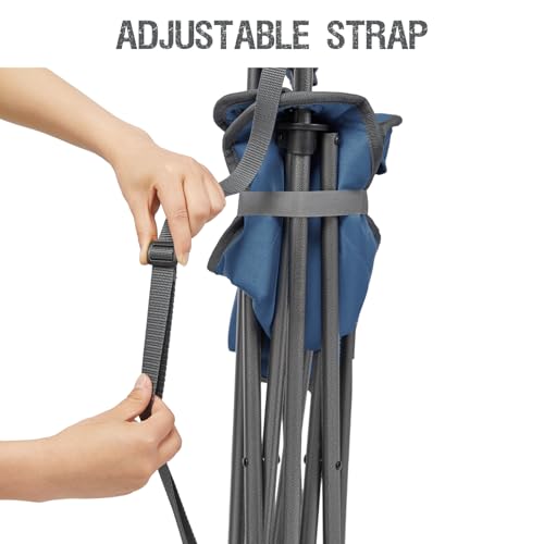 XL Quick Folding Tripod Stool with Backres, Fishing Camping Chair with Carry Strap