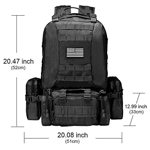 Tactical Backpack Military Army Rucksack 60L Large Assault Pack Detachable Molle Bag
