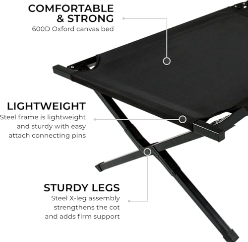 Camping Cot w/ Pivot Arm,Folding Camping Cot,Durable Heavy Duty Canvas
