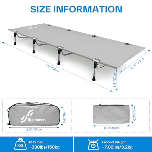Camping Cot,Folding Cots Lever Lock Portable Lightweight Sleeping Camping Bed for Adults