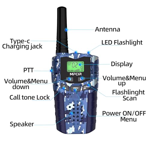 3pcs Rechargeable Kids Camouflage Walkie Talkies - Long Range