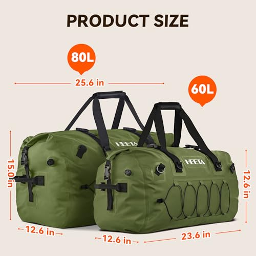 Waterproof Duffel Bag Motorcycle Dry Bag Backpack,60L Extra Large Rolltop Travel Duffle Bags