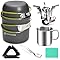 8pcs Camping Cookware Mess Kit,Camping Pot & Pan Set w/ Mini Backpacking Stove
