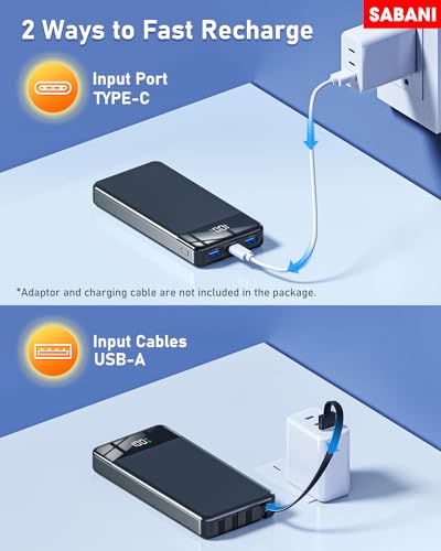 Portable Charger 35000mAh Power Bank - Portable Battery w/ 4 Built in Cables, 22.5W Fast Charging