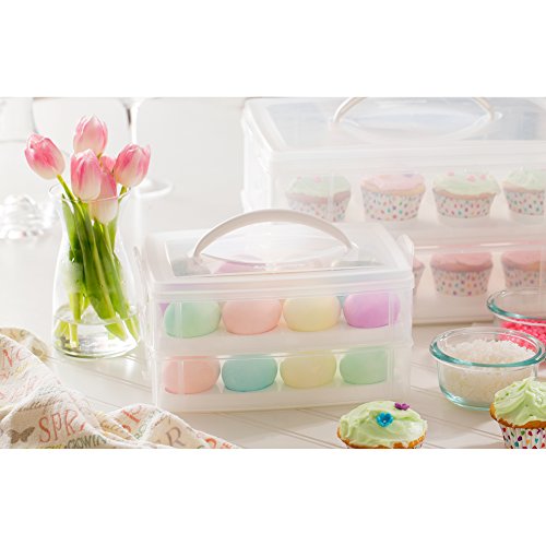 2-Layer,24 Eggs Plastic Detachable Deviled Egg Carrier Storage Container w/ Lid & Handle