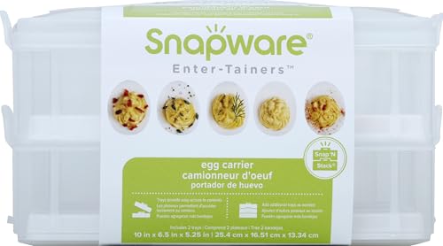 2-Layer,24 Eggs Plastic Detachable Deviled Egg Carrier Storage Container w/ Lid & Handle