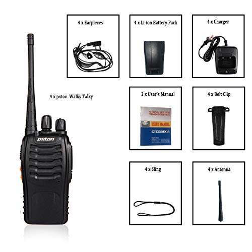 4pcs Walkie Talkies Long Range for Adults with Earpieces-16 Channel