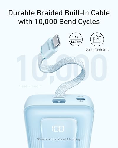 Portable Charger, 10,000mAh 30W Power Bank, USB-C in & Out Fast Charging Battery Pack