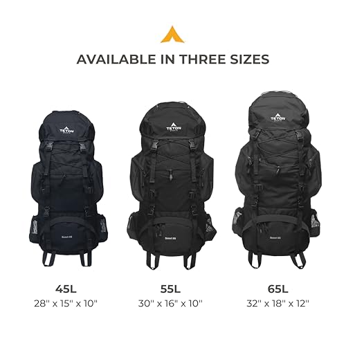 65L Scout Internal Frame Backpack w/ Rain Cover for Hiking, Camping, Backpacking