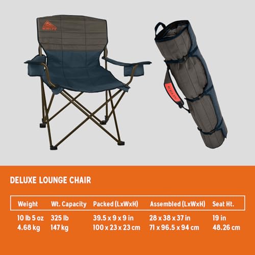 Deluxe Lounge Chair – Folding Outdoor Camp Chair, Insulated Cupholders