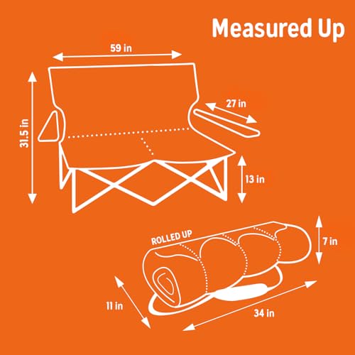 Loveseat Double 2 Person Camping Chair,Foldable Seat for Festivals,Concerts