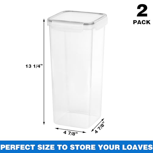 2pcs Bread Box,Plastic Bread Container,Bread Storage for Kitchen Counter-Airtight Lid