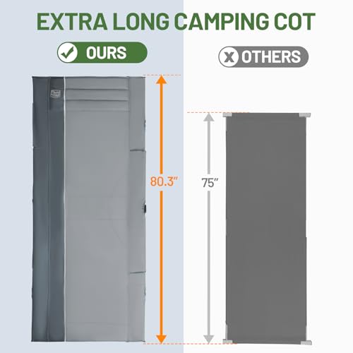 Extra Wide Heavy Duty Camping Cot for Adult,Easy Set Up Oversized Sleeping Cot w/ Carry Bag