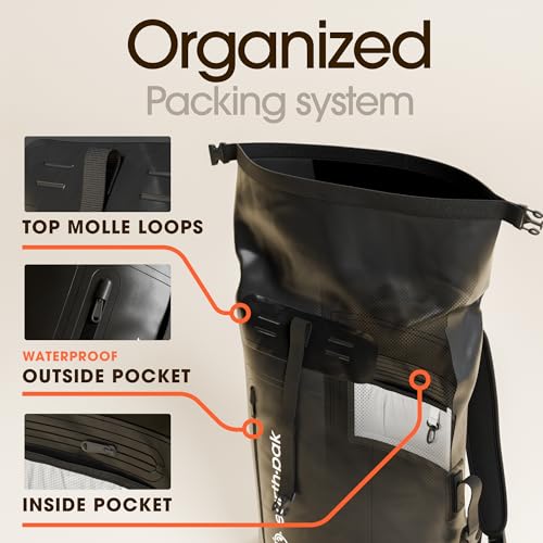 Waterproof Backpack - Heavy Duty Hiking Backpack - Roll-Top Closure Bag