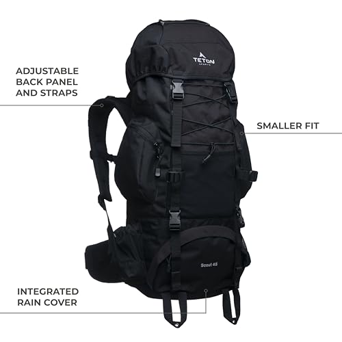 65L Scout Internal Frame Backpack w/ Rain Cover for Hiking, Camping, Backpacking