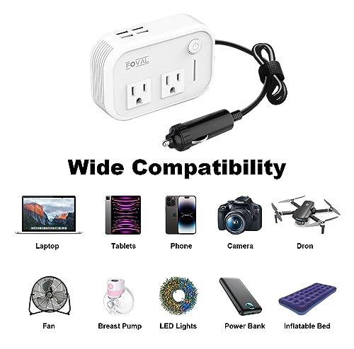 200W Car Power Inverter,DC 12V to 110V AC Car Outlet Adapter,Plug Adapter Converter