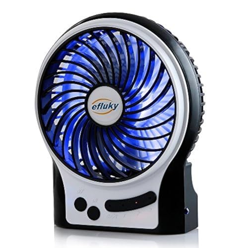 3 Speeds Mini Desk Fan,Rechargeable Battery Operated Fan w/ LED Light