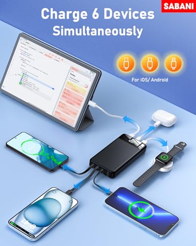 Portable Charger 35000mAh Power Bank - Portable Battery w/ 4 Built in Cables, 22.5W Fast Charging