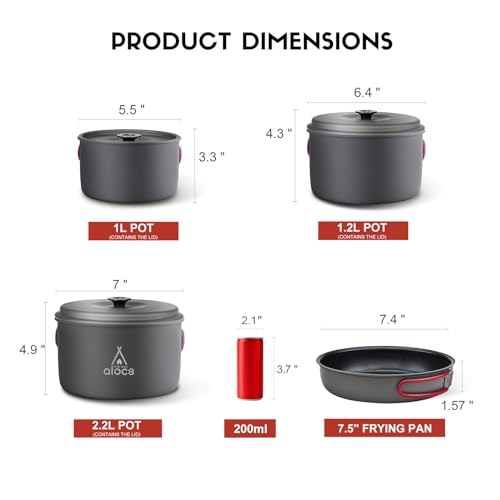 Camping Cookware Set Camping Gear,Compact Camping Pots & Pans Set