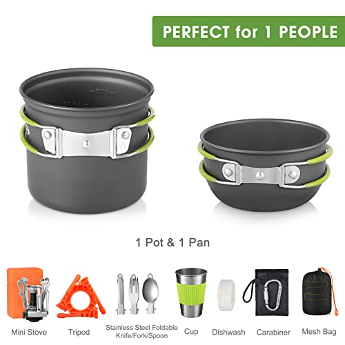 13Pcs Camping Cookware Stove Mess Kit,Cooking Pot Pan Bowl,Mini Stove