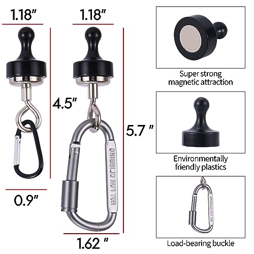 Magnetic Hooks for Canopy, Magnet Clip Hanger w/ Carabiner for Camping