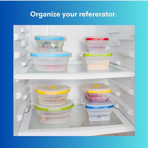 5pcs Collapsible Silicone Food Storage Containers,BPA Free,Microwave,Freezer & Dishwasher Safe