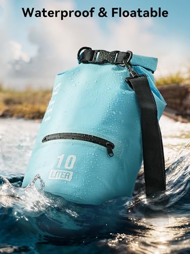 5L Waterproof Dry Bag with Front Zippered Pocket | Roll-Top Lightweight Bag for Women & Men