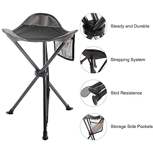 Tall Folding Tripod Stool for Outdoor Camping Walking Hunting Hiking Fishing Travel, Support 225 lbs