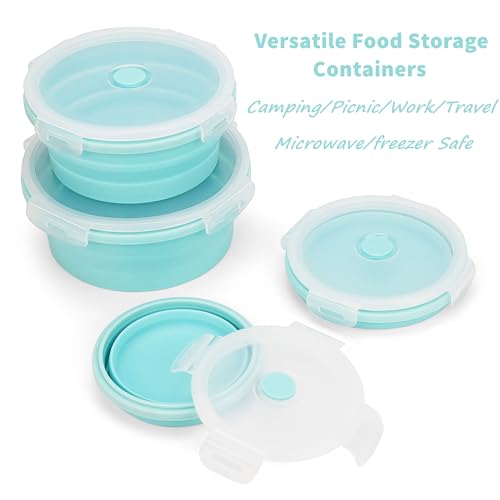 4pcs Silicone Collapsible Food Storage Containers-Prep/Storage Bowls w/ Lids