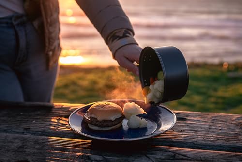 24pcs Enamel Camping Steel Tableware Set with Blue Enamel Finish