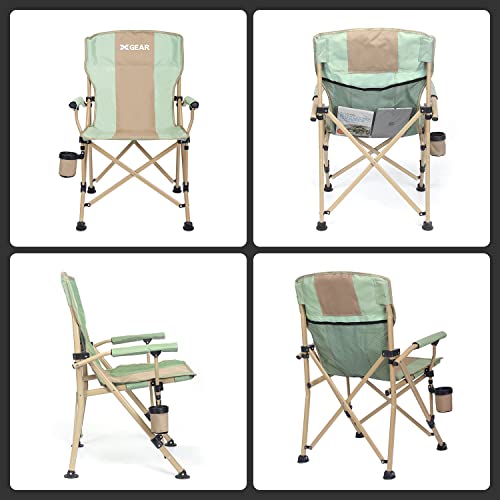 Camping Chair Hard Arm High Back Lawn Chair Heavy Duty w/ Cup Holder