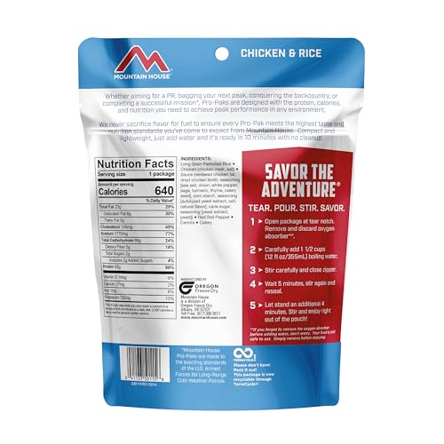 Chicken & Rice Pro-Pak|Freeze Dried Backpacking & Camping Food|1 Serving|Gluten-Free