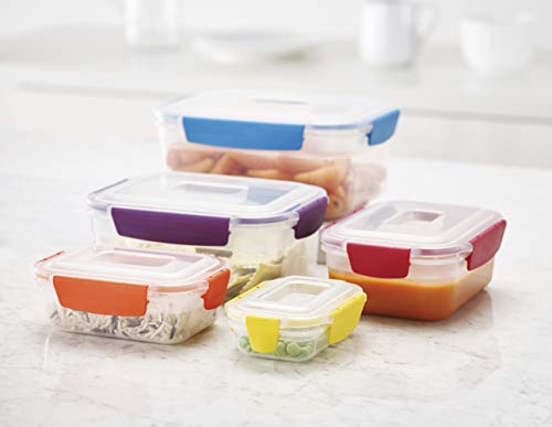10pcs Nest Lock Plastic BPA Free Food Storage Container Set w/ Lockable Airtight Leakproof Lids
