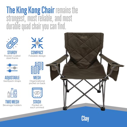 King Kong Camping Chairs for Adults with Mesh Cup Holders and Pockets