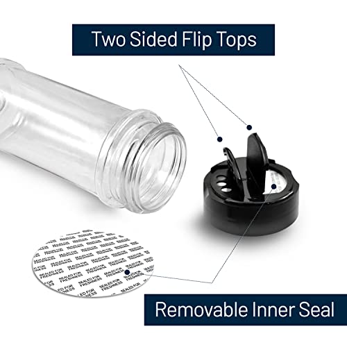 6pcs 5.5oz Plastic Spice Jars w/ Black Cap,Clear & Safe Plastic Bottle Containers w/ Shaker