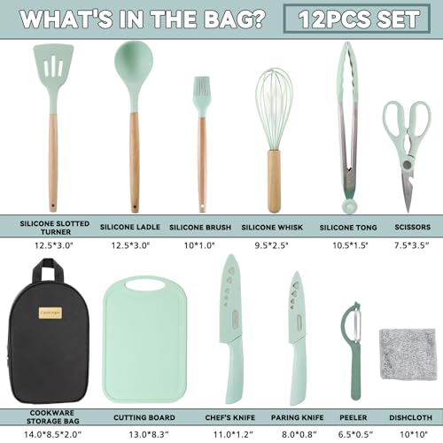 Camping Accessories Kitchen Cooking Utensils Set - Portable Outdoor Camp Cookware Set