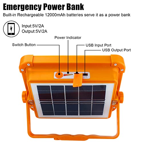 Rechargeable Solar Camping Light w/ Stand,Cordless 100W 12000mAh Battery Emergency Light