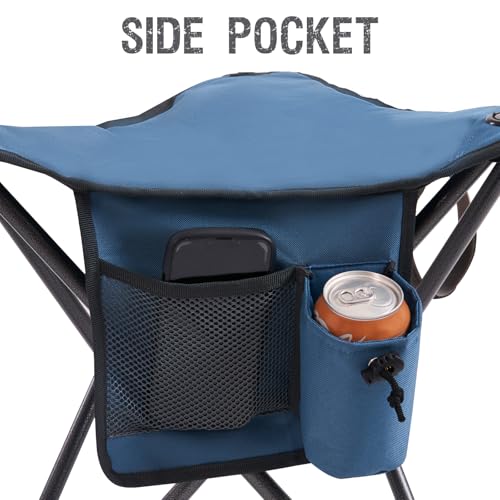 XL Quick Folding Tripod Stool with Backres, Fishing Camping Chair with Carry Strap