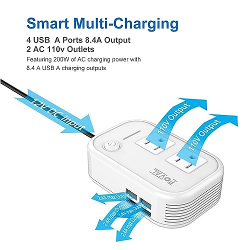 200W Car Power Inverter,DC 12V to 110V AC Car Outlet Adapter,Plug Adapter Converter