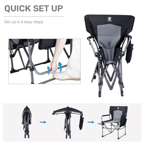 2pcs Camping Directors' Chair with Side Table,Portable Folding with Compact Size