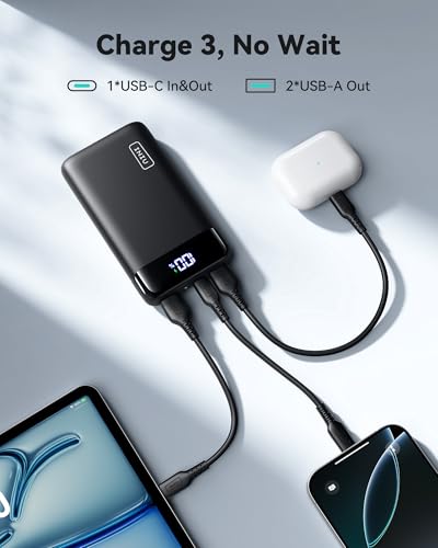 Portable Charger, 22.5W 20000mAh USB C in & Out Power Bank Fast Charging