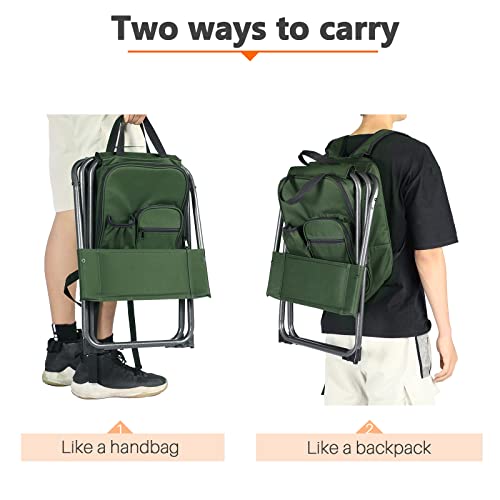 Backpack Cooler Chair Fishing Chairs w/ Backrest,Folding Camping Stool Compact for Outdoors