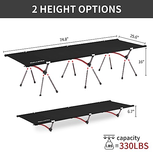 ArmyWild Folding Camping Cot,Height Adjustable Ultralight Backpacking Cot