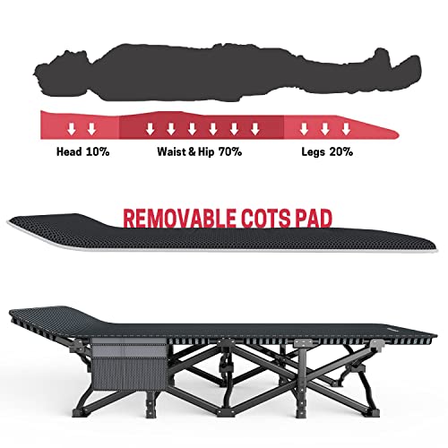 Camping Cot for Adults w/ Cushion Comfortable,Tent Folding Cot for Sleeping
