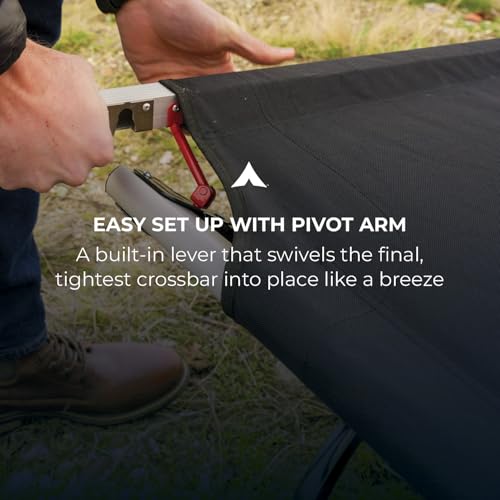 Camping Cot w/ Pivot Arm,Folding Camping Cot,Durable Heavy Duty Canvas
